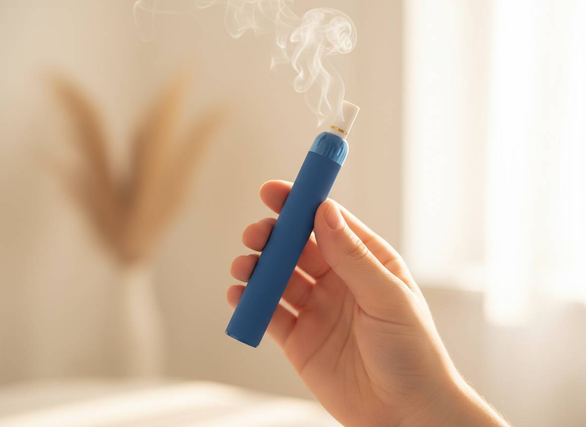 Hand hält eine kompakte Vape – ideale E-Zigarette für Einsteiger und Anfänger beim Vaping